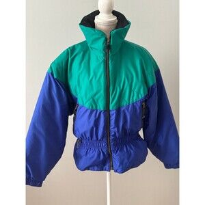 Vintage 90s Edelweiss Skiwear Full Zip Ski Jacket Cinched Waist Sz M Retro